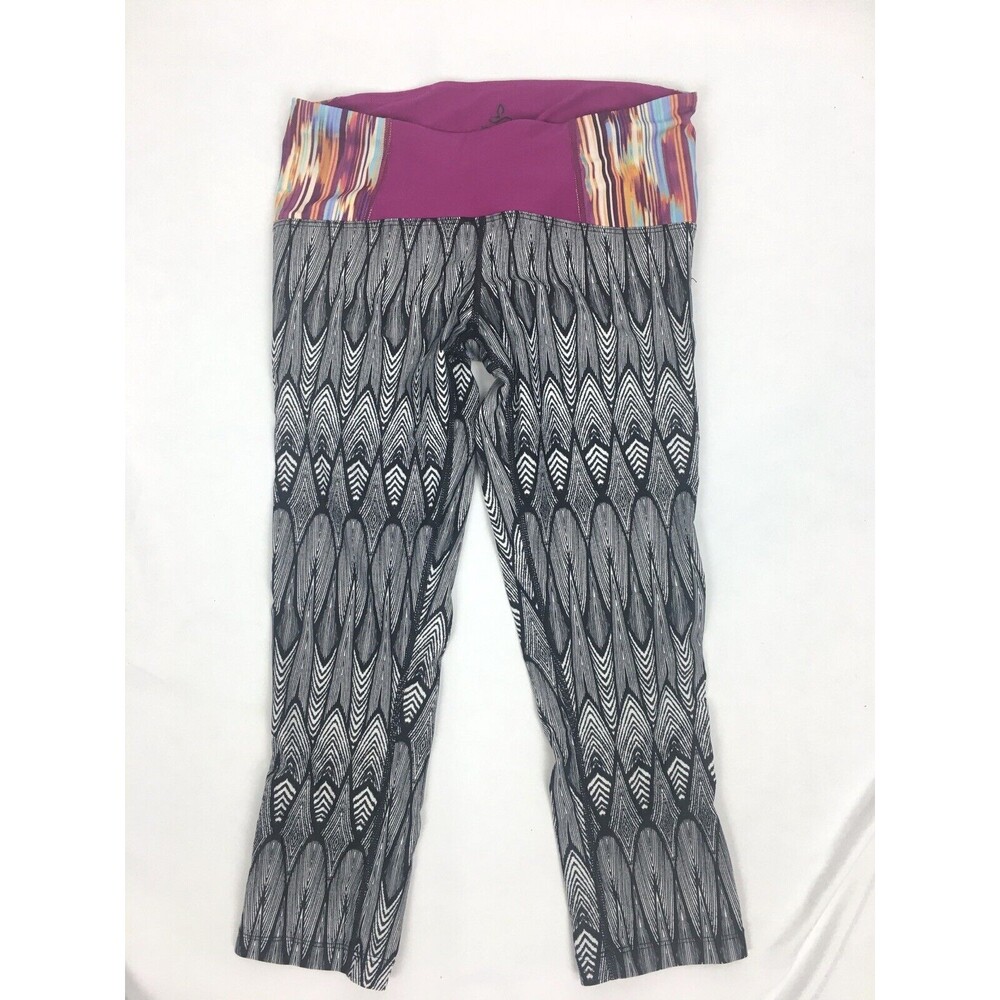 Prana Women XS Rai Black Pink Swim Capri Leggings Athletic Pants
